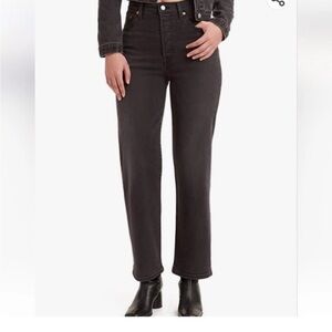 Levi’s Ribcage Straight Ankle Denim Jeans Women’s W28 L27 Faded Black Button Fly